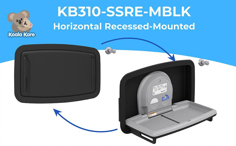 Bobrick KB310-SSRE-MBLK Horizontal Recessed SS BCS Matte Black Baby Changer