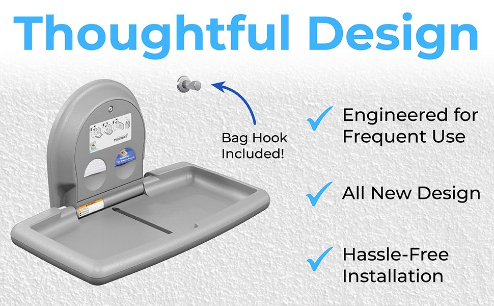 Koala Kare KB200-01SS (Now KB300-01SS) Horizontal Baby Changing Station, Wall-Mounted, Grey with SS Veneer, Updated Part Number: KB300-01SS