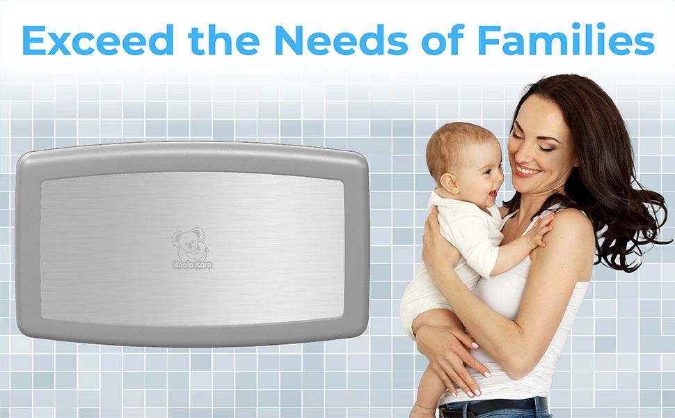 Koala Kare KB300-01SS Horizontal Baby Changing Station, Surface-Mounted, Grey with Stainless Steel Veneer (Formerly Koala Kare KB200-01SS)