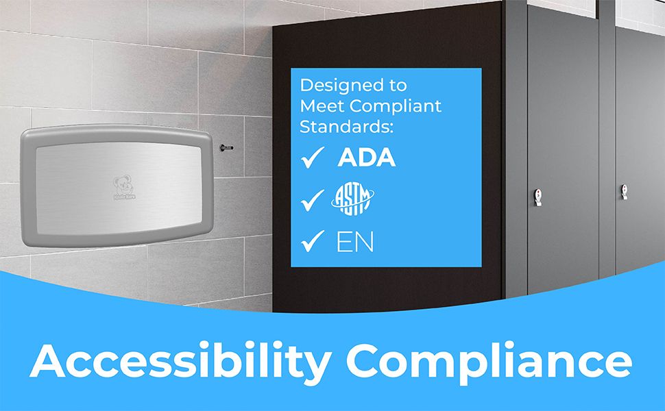 Koala Kare KB300-01SS Horizontal Baby Changing Station, Surface-Mounted, Grey with Stainless Steel Veneer (Formerly Koala Kare KB200-01SS)
