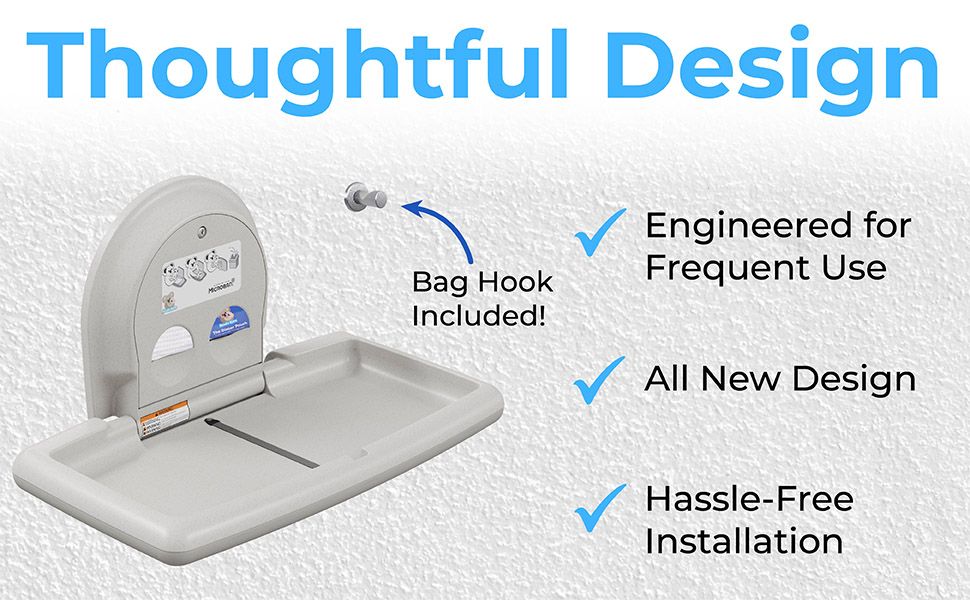 Koala Kare KB300-05SS Horizontal Baby Changing Station, Surface-Mounted, White Granite with Stainless Steel Veneer (Formerly KB200-SS)