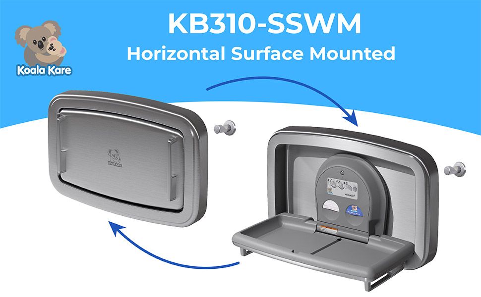 Koala Kare KB310-SSWM Horizontal Stainless Steel Surface-Mounted Baby Changing Station