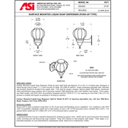 ASI 0371 Commercial Liquid Soap Dispenser, Surface-Mounted, Manual-Push, Plastic - 16 Oz