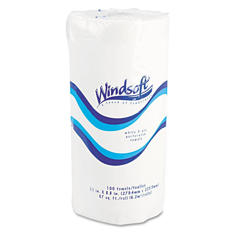 Windsoft Kitchen Roll Towels, 2 Ply, 11 X 8.8, White, 100/Roll - WIN1220RL - TotalRestroom.com