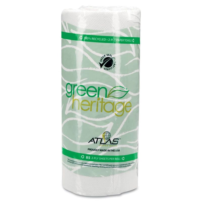 Resolute Tissue Green Heritage Professional Kitchen Roll Towels, 11"X8", White, 85/Rl, 30 Rl/Ct - APM585GREEN - TotalRestroom.com