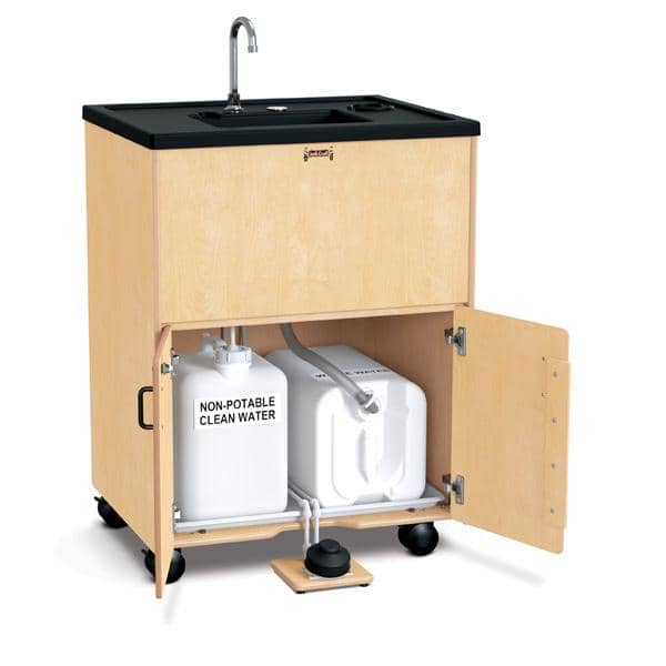 Jonti-Craft 1386JC, 38" Adult Height Portable Handwashing Sink, Foot Pump Activation, Non-Heated (No Electricity Required)