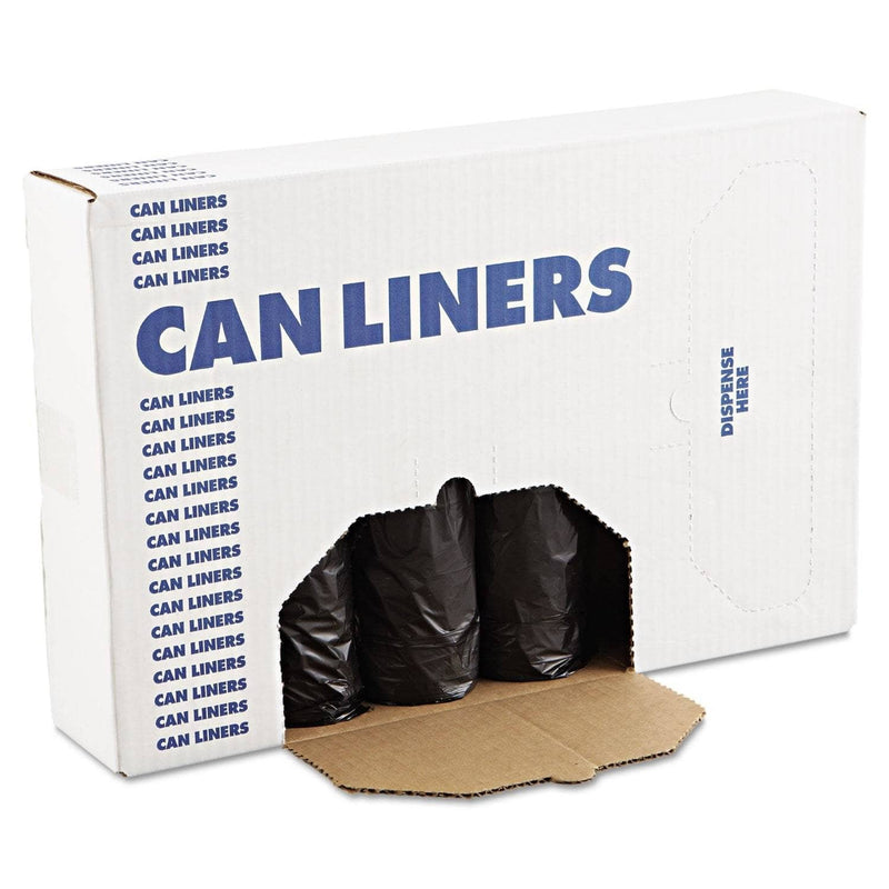 Boardwalk Low-Density Waste Can Liners, 56 Gal, 0.6 Mil, 43" X 47", Black, 100/Carton - BWK4347H - TotalRestroom.com