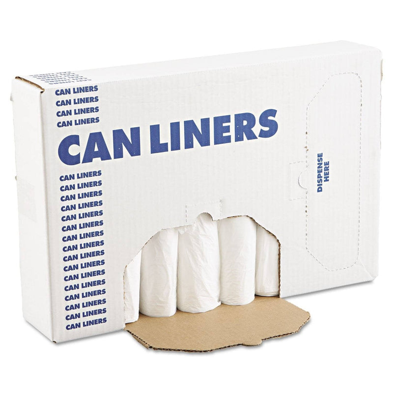 Boardwalk Low-Density Waste Can Liners, 16 Gal, 0.4 Mil, 24" X 32", White, 500/Carton - BWK2432EXH - TotalRestroom.com