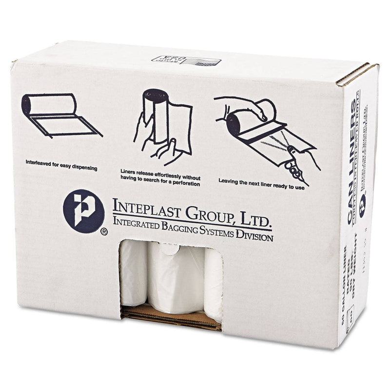Interplast High-Density Commercial Can Liners Value Pack, 60 Gal, 19 Microns, 38" X 58", Clear, 150/Carton - IBSVALH3860N22 - TotalRestroom.com