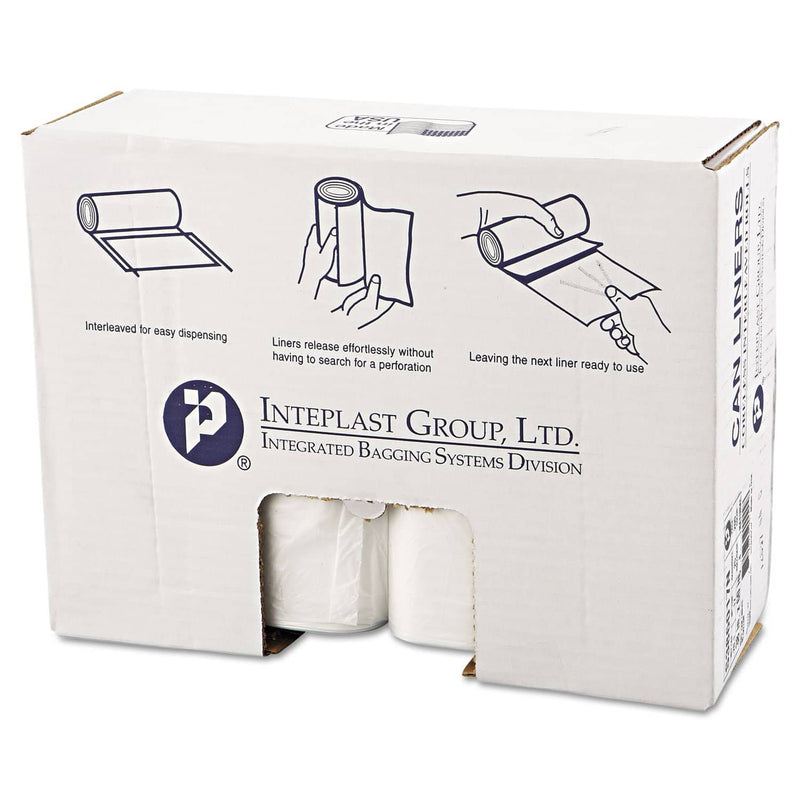 Interplast High-Density Interleaved Commercial Can Liners, 60 Gal, 17 Microns, 38" X 60", Clear, 200/Carton - IBSS386017N - TotalRestroom.com