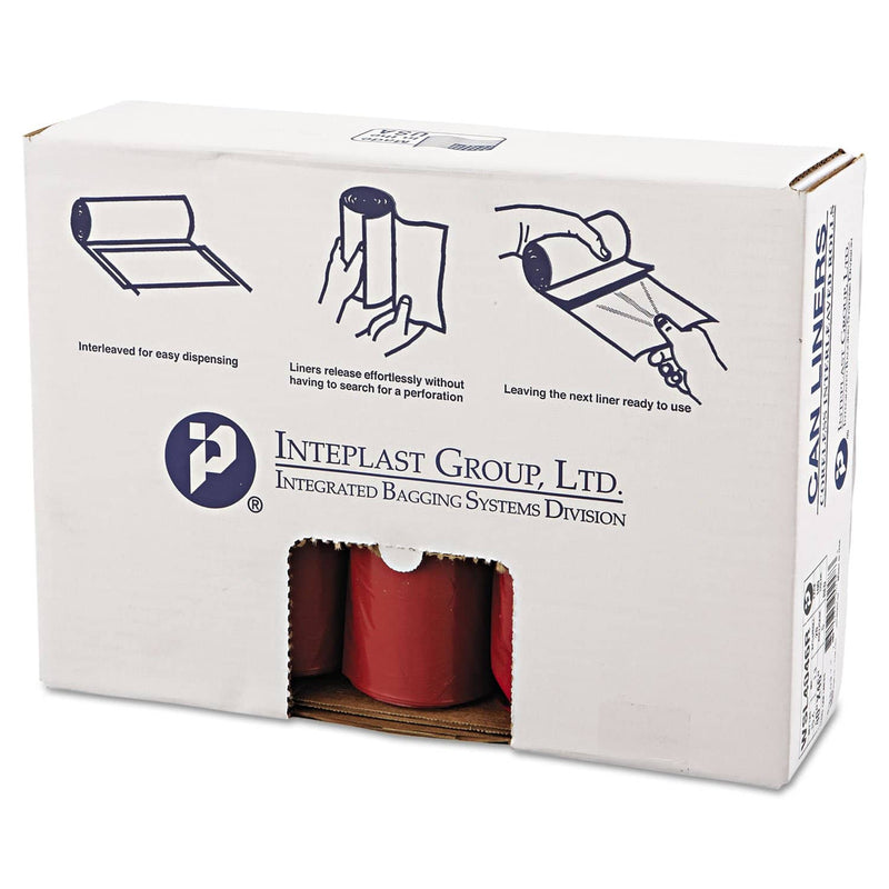 Interplast Low-Density Commercial Can Liners, 45 Gal, 1.3 Mil, 40" X 46", Red, 100/Carton - IBSSL4046R - TotalRestroom.com