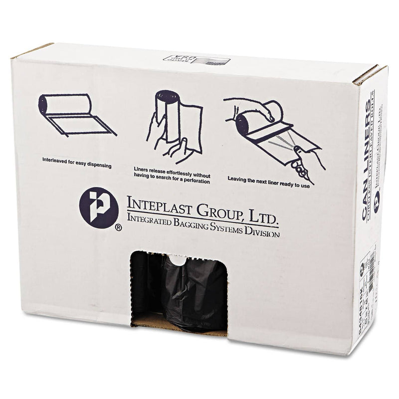 Interplast High-Density Interleaved Commercial Can Liners, 60 Gal, 16 Microns, 43" X 48", Black, 200/Carton - IBSS434816K - TotalRestroom.com
