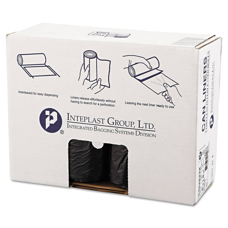 Interplast High-Density Interleaved Commercial Can Liners, 45 Gal, 22 Microns, 40" X 48", Black, 150/Carton - IBSS404822K - TotalRestroom.com