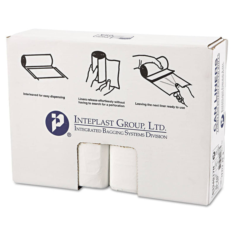 Interplast High-Density Interleaved Commercial Can Liners, 33 Gal, 17 Microns, 33" X 40", Clear, 250/Carton - IBSS334017N - TotalRestroom.com