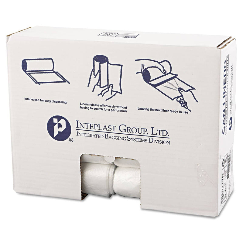 Interplast High-Density Interleaved Commercial Can Liners, 30 Gal, 13 Microns, 30" X 37", Clear, 500/Carton - IBSS303713N - TotalRestroom.com