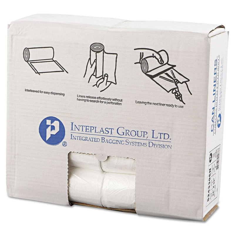 Interplast High-Density Commercial Can Liners, 16 Gal, 6 Microns, 24" X 33", Natural, 1,000/Carton - IBSS243306N - TotalRestroom.com