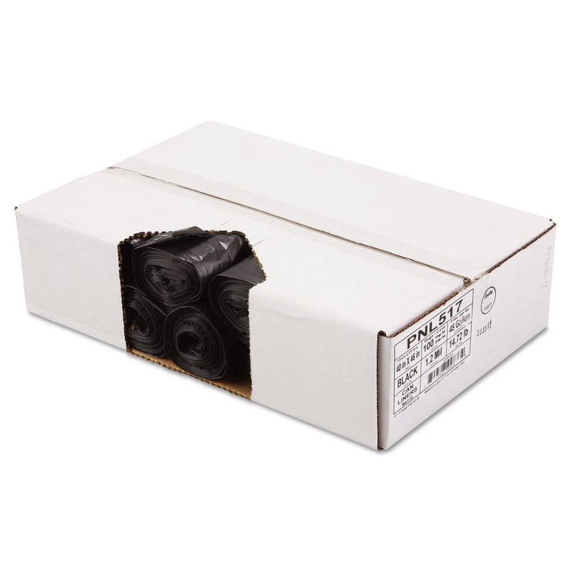 Penny Lane Linear Low Density Can Liners, 45 Gal, 1.2 Mil, 40" X 46", Black, 100/Carton - PNL517 - TotalRestroom.com