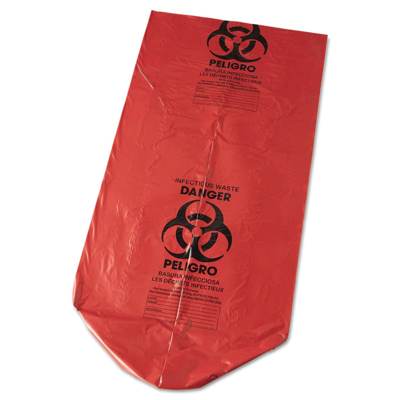 Interplast Low-Density Commercial Can Liners, 45 Gal, 1.3 Mil, 40" X 46", Red, 100/Carton - IBSSL4046R - TotalRestroom.com