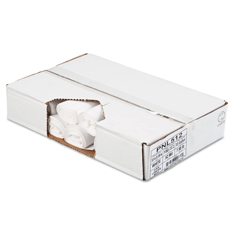 Penny Lane Linear Low Density Can Liners, 33 Gal, 0.6 Mil, 33" X 39", White, 150/Carton - PNL512 - TotalRestroom.com