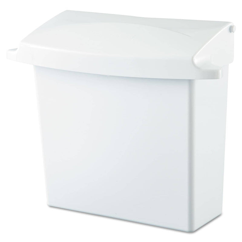 Rubbermaid Sanitary Napkin Receptacle With Rigid Liner, Rectangular, Plastic, White - RCP614000 - TotalRestroom.com