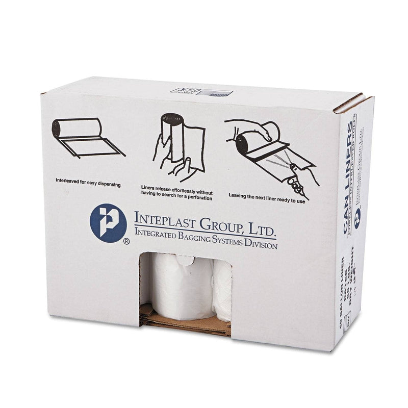 Interplast High-Density Commercial Can Liners Value Pack, 60 Gal, 14 Microns, 38" X 58", Clear, 200/Carton - IBSVALH3860N16 - TotalRestroom.com