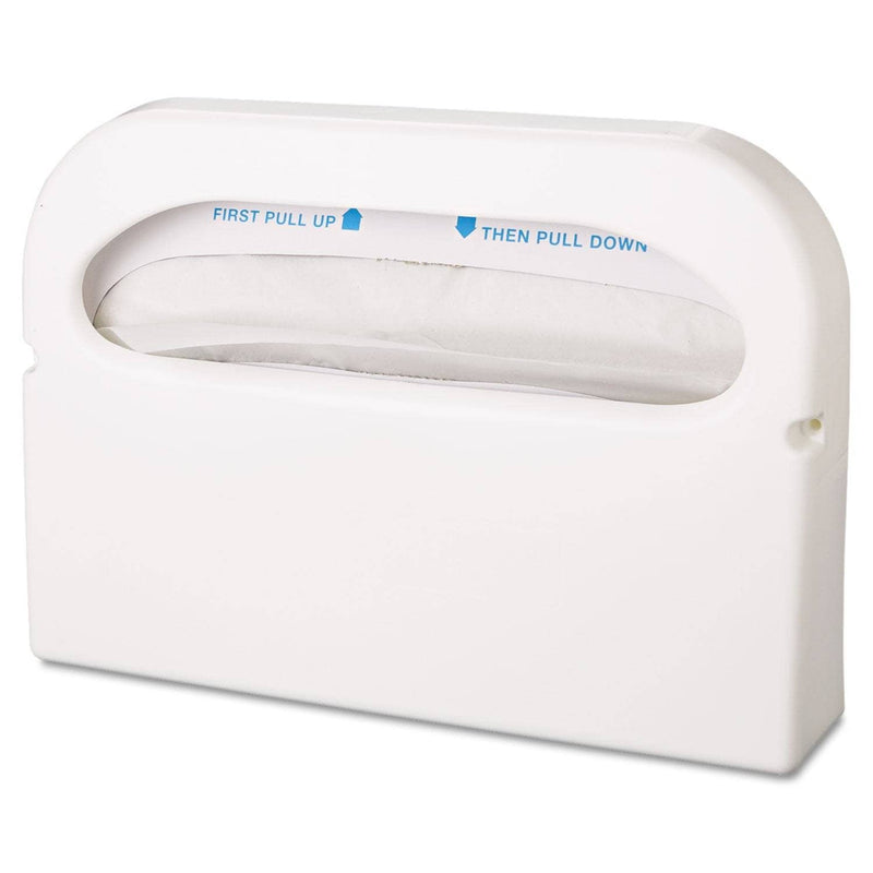 Hospeco Health Gards Seat Cover Dispenser, 1/2-Fold, White, 16X3.25X11.5, 2/Bx - HOSHG12 - TotalRestroom.com