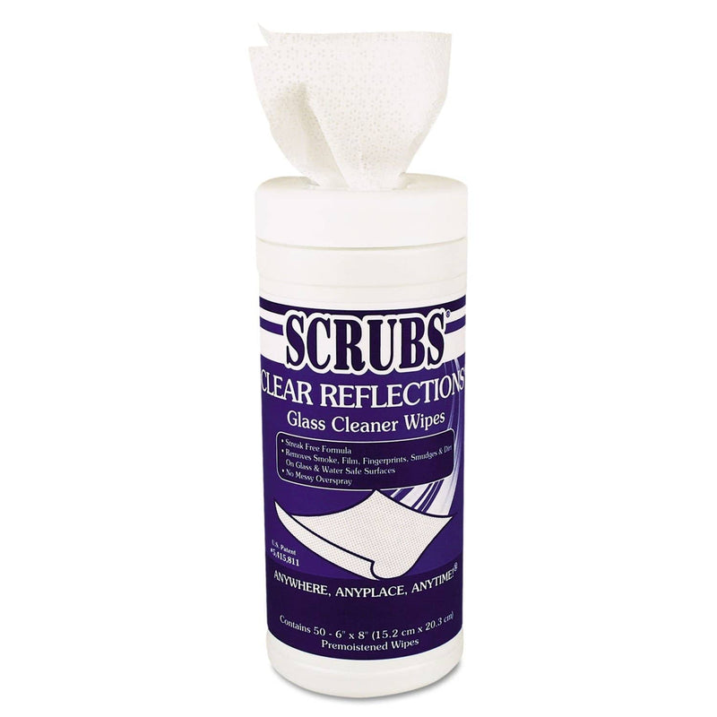 Scrubs Clear Reflections Glass/Surface Wipes, 6 X 8, 50/Canister, 6 Cans/Carton - ITW98556CT - TotalRestroom.com