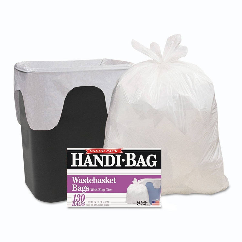 Handi-Bag Super Value Pack, 8 Gal, 0.6 Mil, 22" X 24", White, 780/Carton - WBIHAB6FW130CT - TotalRestroom.com