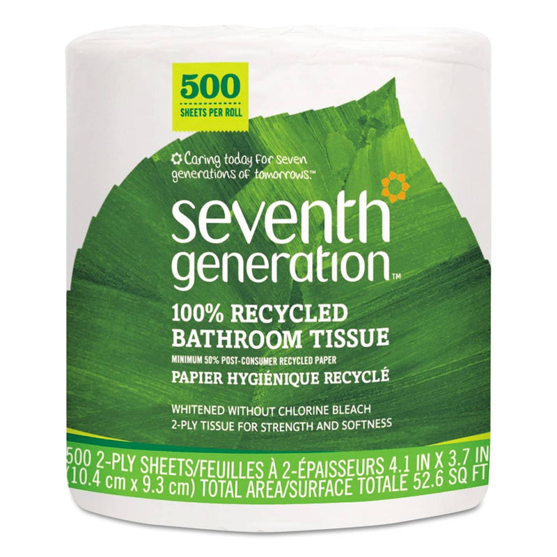 Seventh Generation 100% Recycled Bathroom Tissue, Septic Safe, 2-Ply, White, 500 Sheets/Jumbo Roll, 60/Carton - SEV137038 - TotalRestroom.com