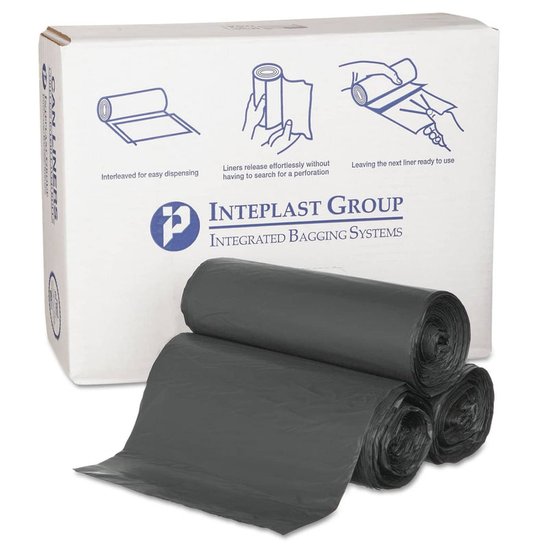 Interplast High-Density Commercial Can Liners, 55 Gal, 0.87 Mil, 36" X 60", Black, 150/Carton - IBSS366022K - TotalRestroom.com