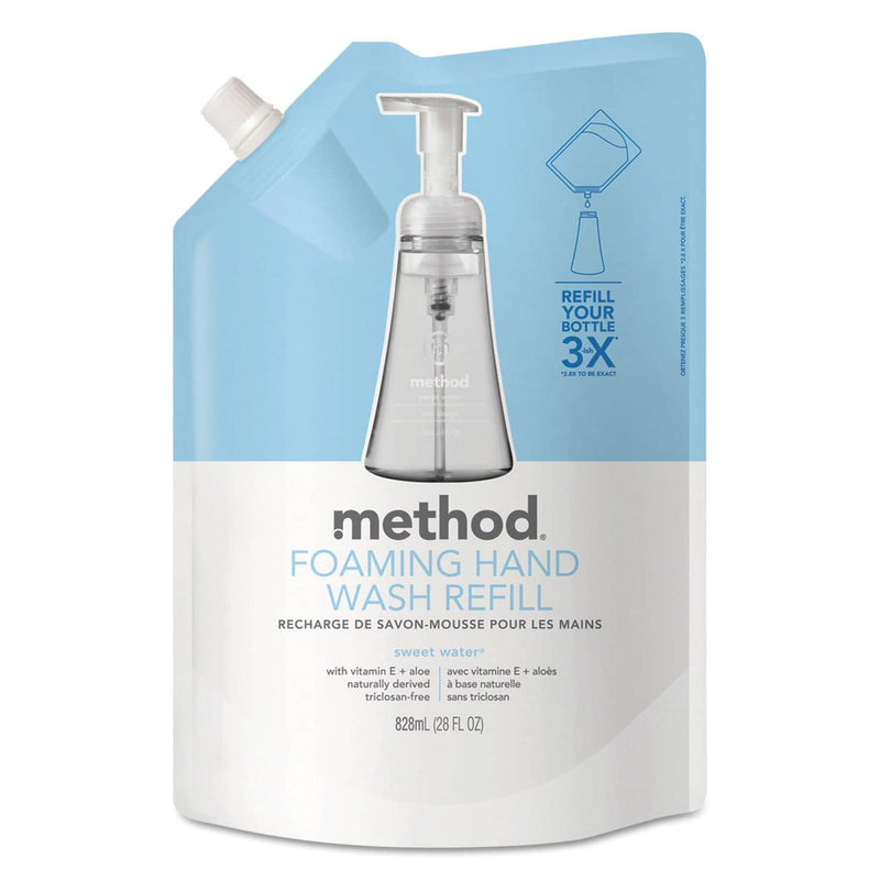 Method Foaming Hand Wash Refill, Sweet Water, 28 Oz Pouch, 6/Carton - MTH00662CT - TotalRestroom.com