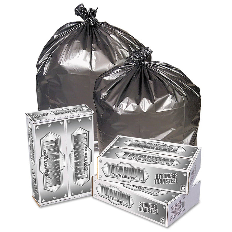 Pitt Titanium Low-Density Can Liners, 33 Gal, 1.5 Mil, 33" X 40", Silver, 100/Carton - PITTI3340S - TotalRestroom.com