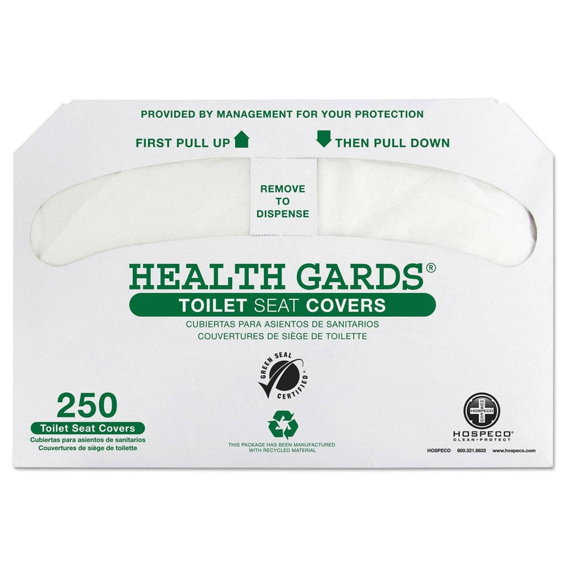 Hospeco Health Gards Green Seal Recycled Toilet Seat Covers, White, 250/Pk, 4 Pk/Ct - HOSGREEN1000 - TotalRestroom.com