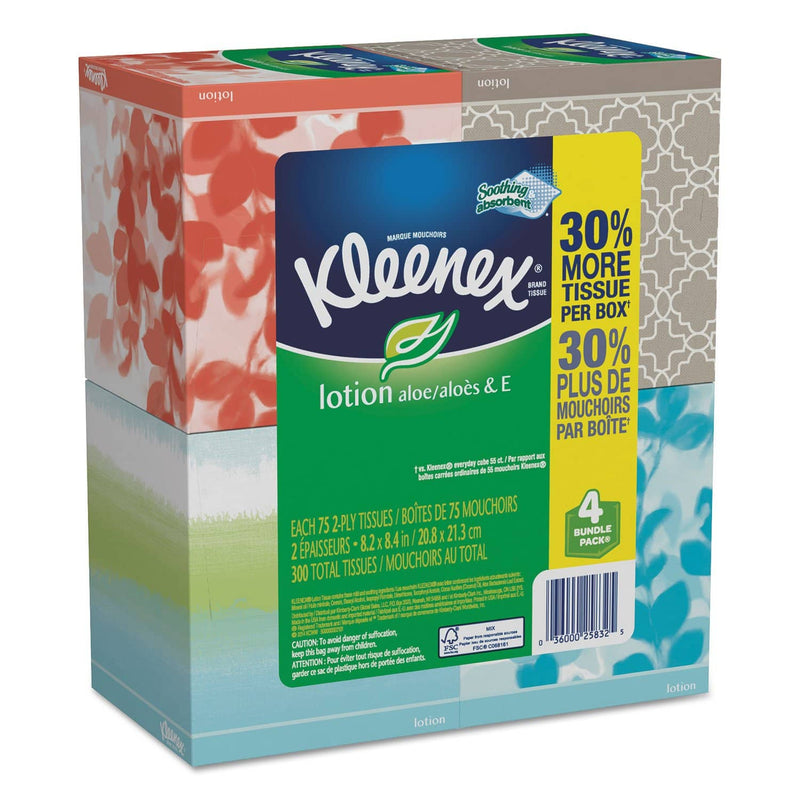 Kleenex Lotion Facial Tissue, 2-Ply, White, 65 Sheets/Box, 8 Boxes/Carton - KCC50174CT - TotalRestroom.com