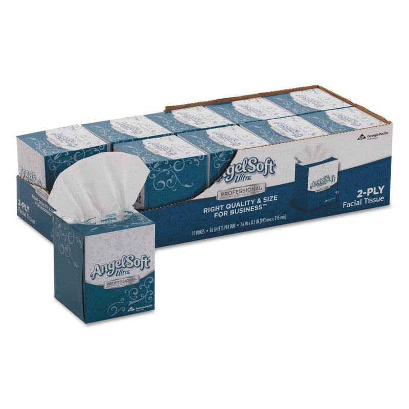 Angel Soft Ps Ultra Facial Tissue, 2-Ply, White, 96 Sheets/Box, 10 Boxes/Carton - GPC4636014