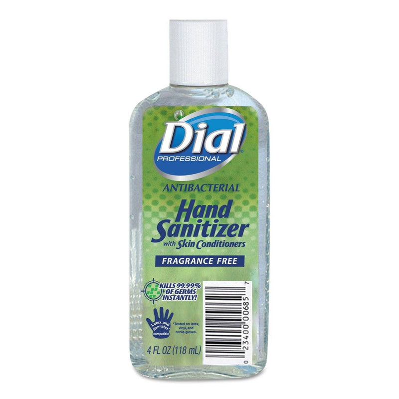 Dial Antibacterial Gel Hand Sanitizer With Moisturizers, 4 Oz Flip-Top Bottle, 24/Ctn - DIA00685 - TotalRestroom.com