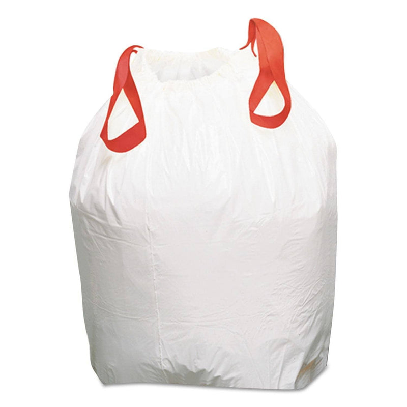 Boardwalk Drawstring Low-Density Can Liners, 13 Gal, 0.8 Mil, 24.5" X 27.4", White, 100/Carton - BWK1DK100 - TotalRestroom.com