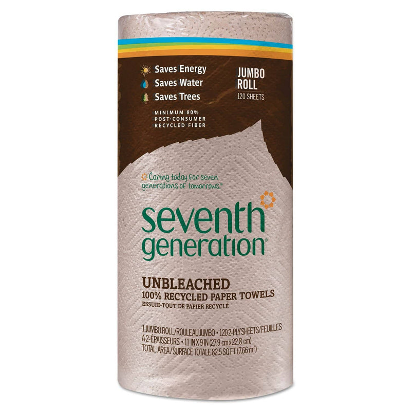 Seventh Generation Natural Unbleached 100% Recycled Paper Towel Rolls, 11 X 9, 120 Sheets/Roll - SEV13720RL - TotalRestroom.com