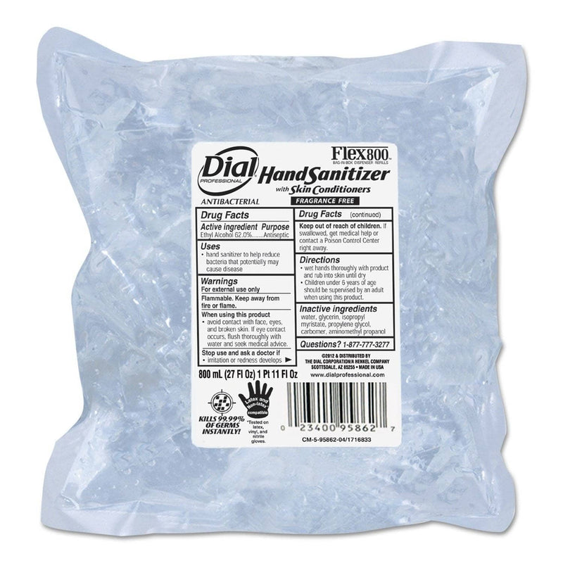 Dial Antibacterial Gel Hand Sanitizer With Moisturizers 800Ml Refill 12 Carton DIA95862 TotalRestroom