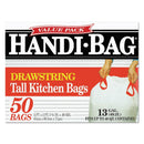 Handi-Bag Drawstring Kitchen Bags, 13 Gal, 0.6 Mil, 24" X 27.38", White, 50/Box - WBIHAB6DK50 - TotalRestroom.com