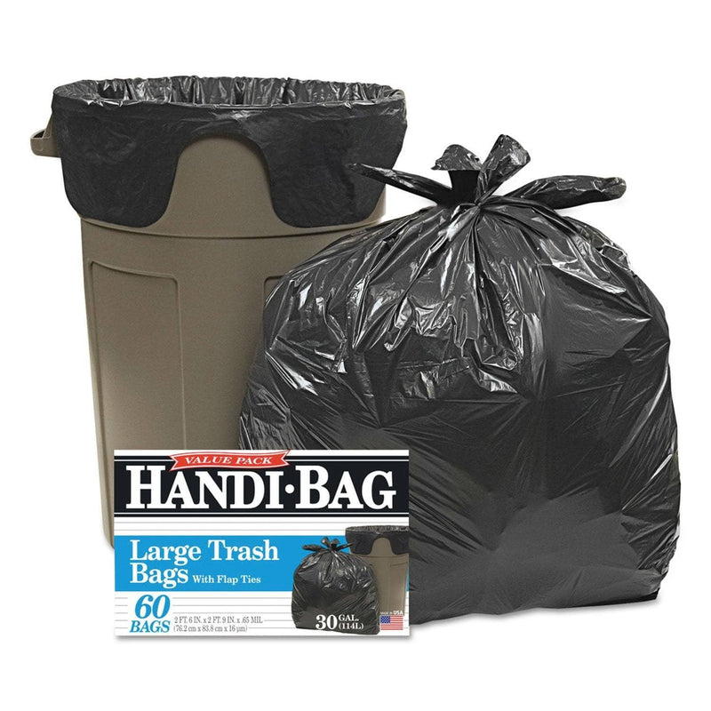 Handi-Bag Super Value Pack, 30 Gal, 0.65 Mil, 30" X 33", Black, 60/Box - WBIHAB6FT60 - TotalRestroom.com