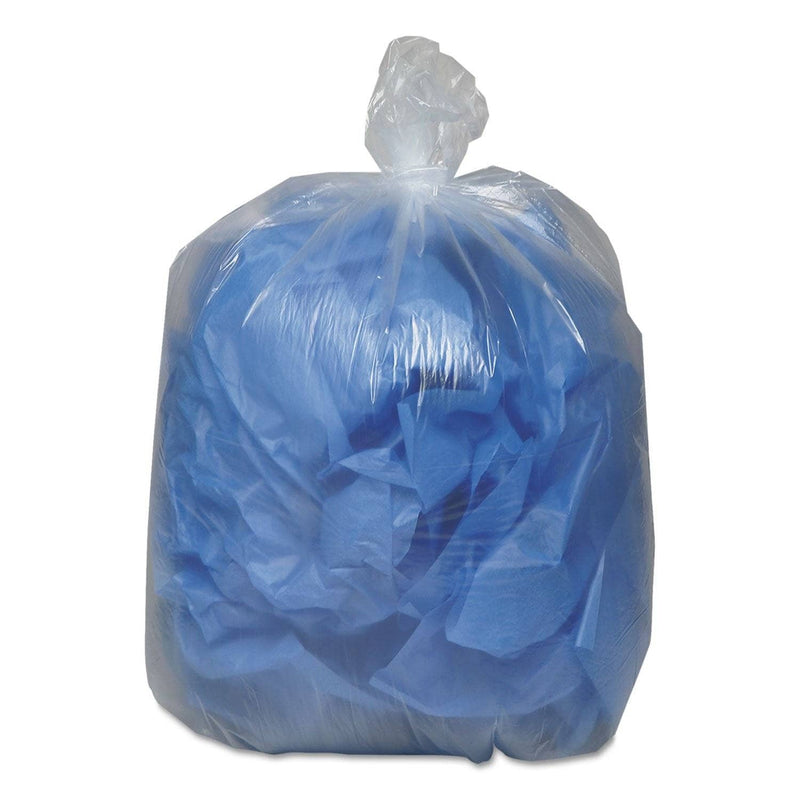 Earthsense Linear Low Density Clear Recycled Can Liners, 33 Gal, 1.25 Mil, 33" X 39", Clear, 100/Carton - WBIRNW4015C - TotalRestroom.com