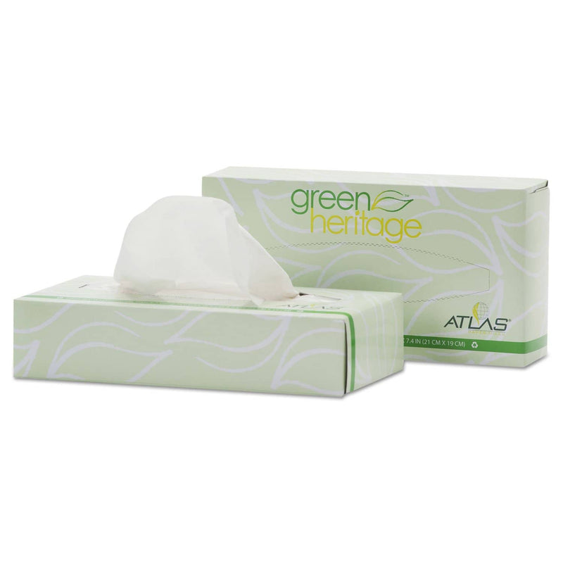 Resolute Tissue Green Heritage Professional Facial Tissue, 2-Ply, White, 100 Sheets/Box, 72 Boxes/Carton - APM072A - TotalRestroom.com