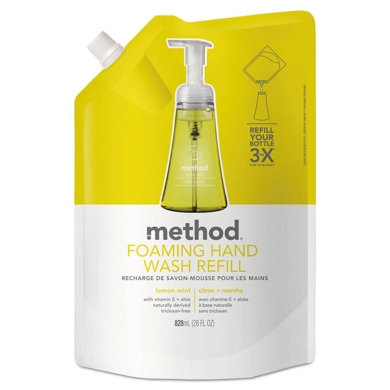Method Foaming Hand Wash Refill, Lemon Mint, 28 Oz Pouch, 6/Carton - MTH01365CT - TotalRestroom.com