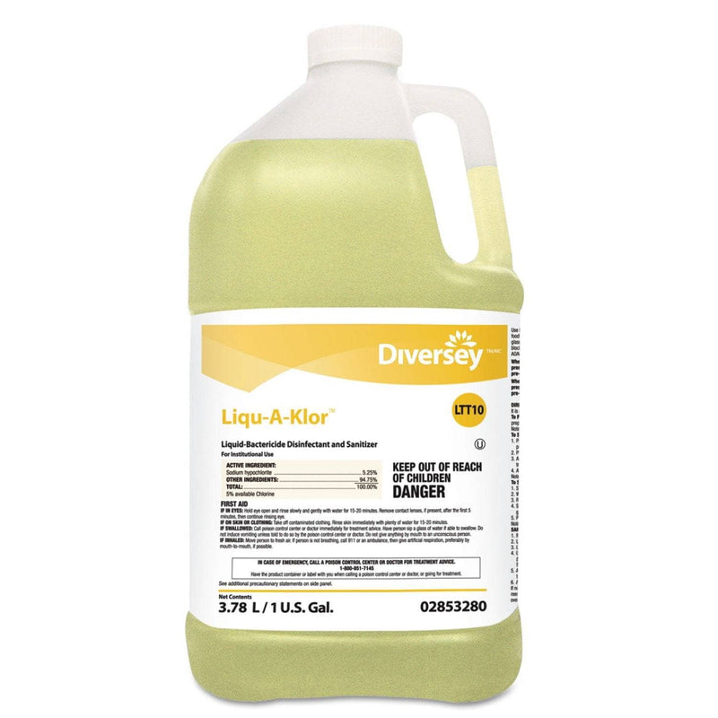 Diversey Liqu-A-Klor Disinfectant/Sanitizer, 1 Gal Bottle, 4/Carton - DVO02853280 - TotalRestroom.com