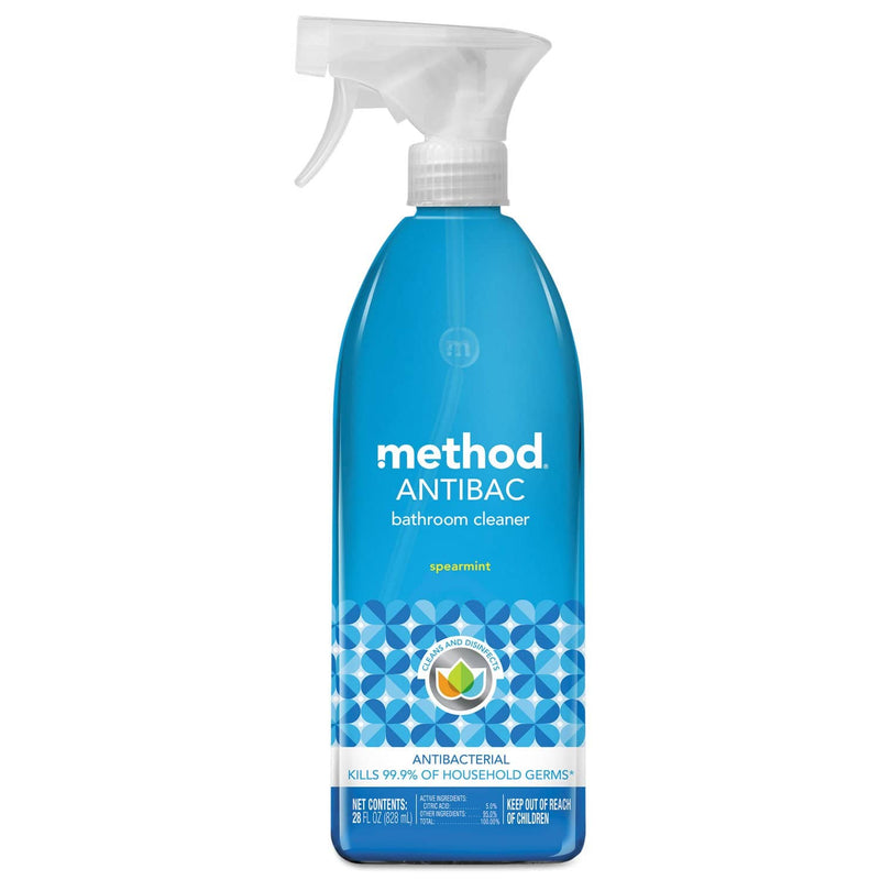 Method Antibacterial Spray, Bathroom, Spearmint, 28 Oz Bottle, 8/Carton - MTH01152CT