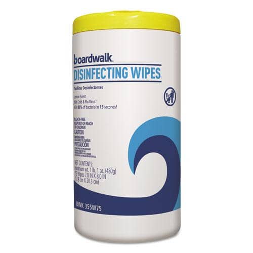 Boardwalk Disinfecting Wipes, Lemon Scent, 75 Wipes/Pack, 6 Packs/Case - BWK455W75
