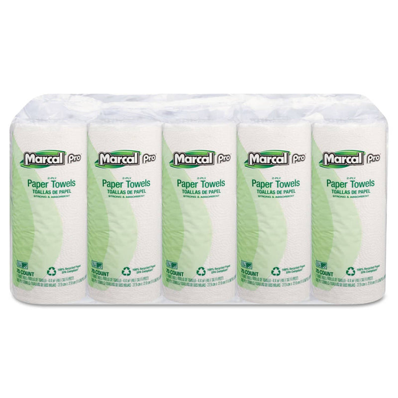Marcal 100% Premium Recycled Perforated Towels, 11 X 9, White, 70/Roll, 15 Rolls/Carton - MRC610 - TotalRestroom.com