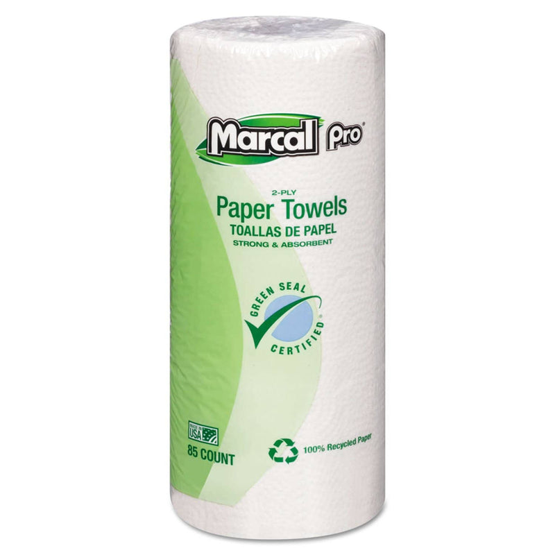 Marcal Perforated Kitchen Towels, White, 2-Ply, 9"X11", 85 Sheets/Roll, 30 Rolls/Carton - MRC06350 - TotalRestroom.com
