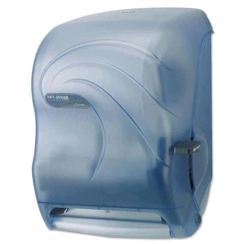 San Jamar Lever Roll Towel Dispenser, Oceans, Arctic Blue, 16 3/4 X 10 X 12 - SJMT1190TBL - TotalRestroom.com